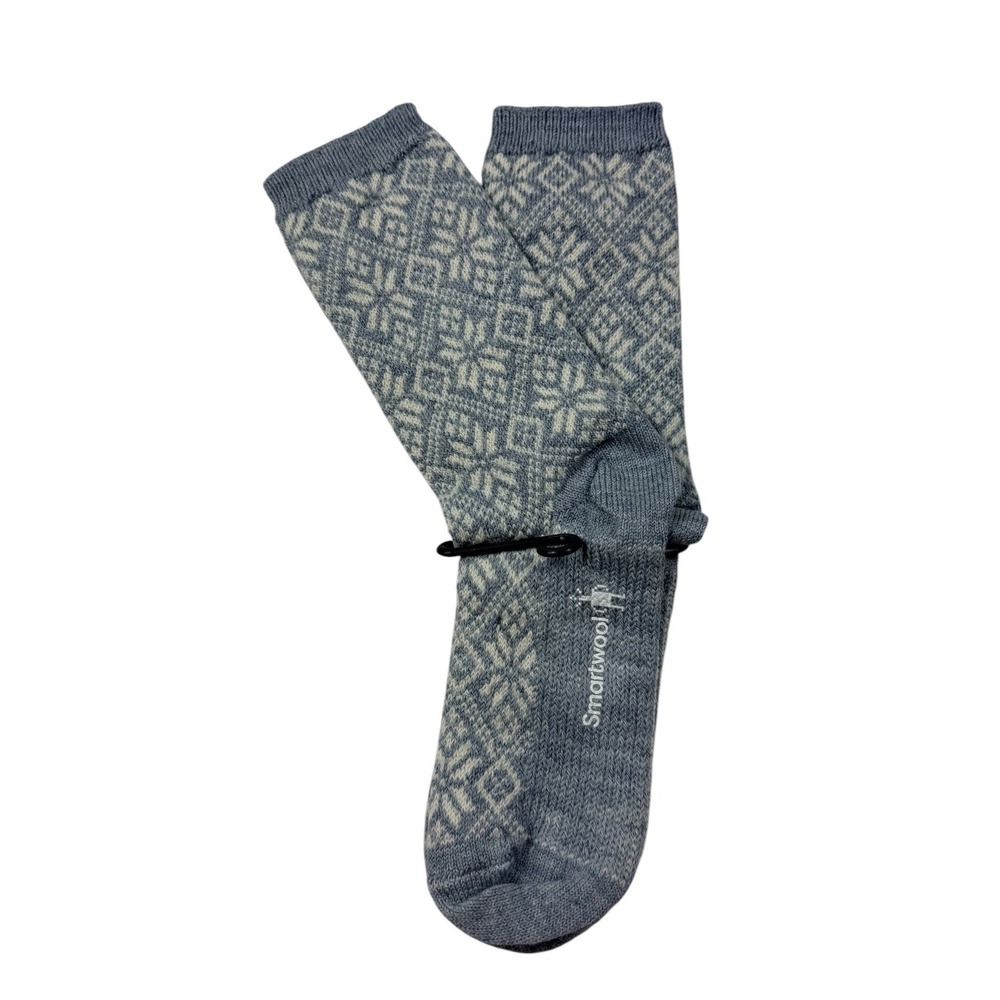Smartwool Merino Wool Blend Fair Isle Crew Socks Gray Blue Large NWT LOT OF 2 - Picture 4 of 9